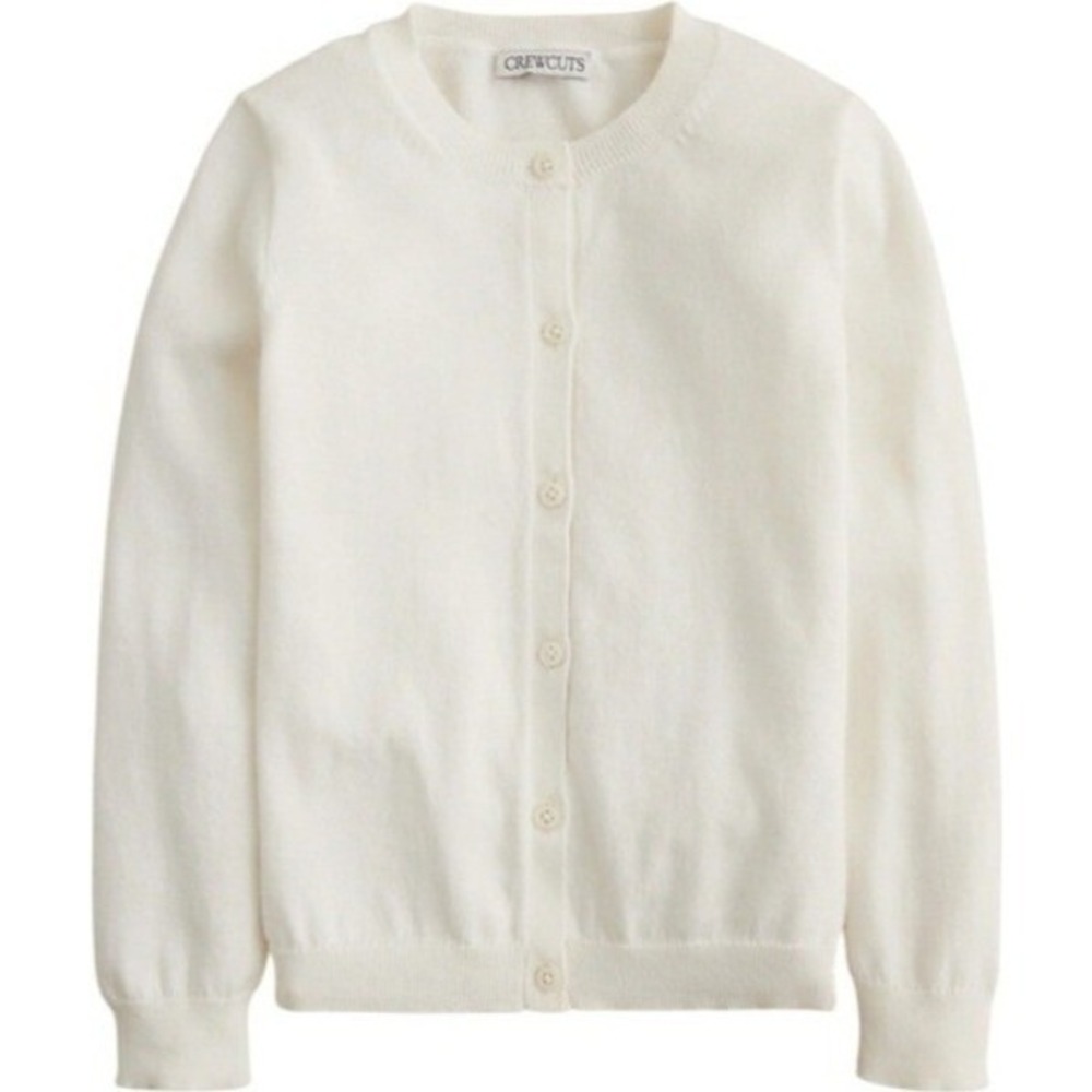 Crewcuts J.Crew Girls White Cotton Button Front Cardigan Sweater Size L 10-11